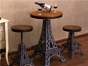 美式复古实木铁艺餐桌椅饭桌做旧咖啡酒吧办公桌会议桌